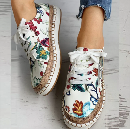 Ethnic Style Printed Flats Shoes Casual Side Zip Slip-on Shoes Loafers Women - FLIPSTYLEZLLC