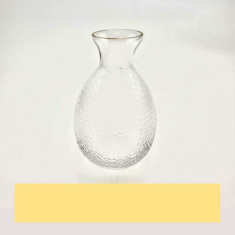 Japanese Sake Pot Set Golden Edge Glass Sake Bottle Set Rice Wine Vodka Wine Cup Flasks Liquor Glasses