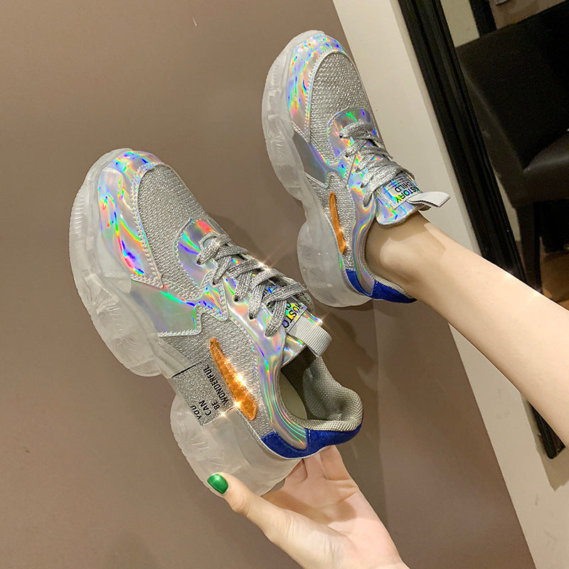 Women Transparent Sneakers Harajuku Ladies Platform Jelly Shoes Laser Casual Shoes - FLIPSTYLEZLLC