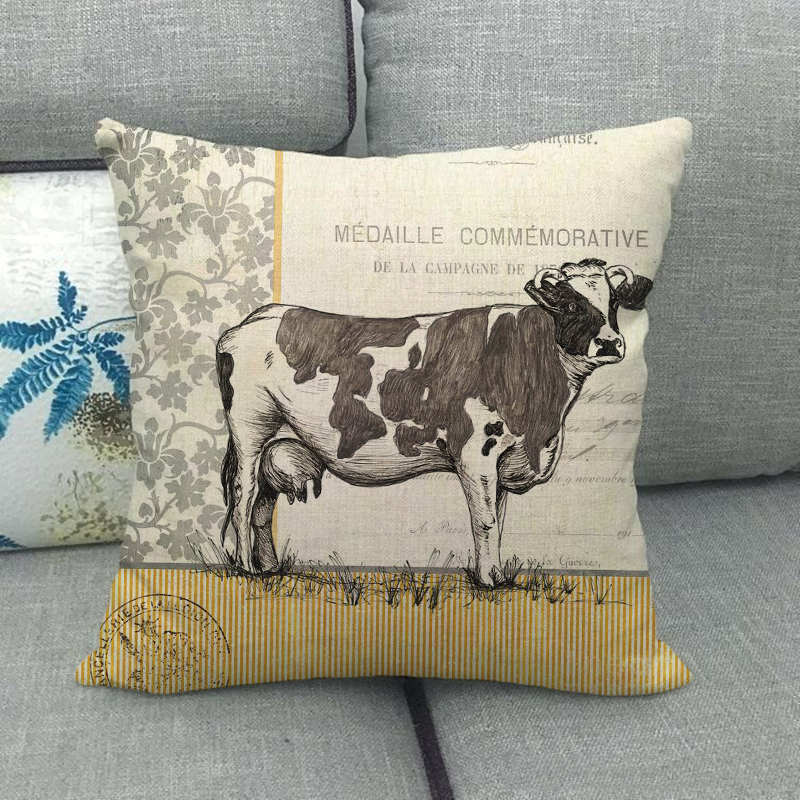 Retro Bird Cotton Linen Car Pillowcase Sofa Cushion