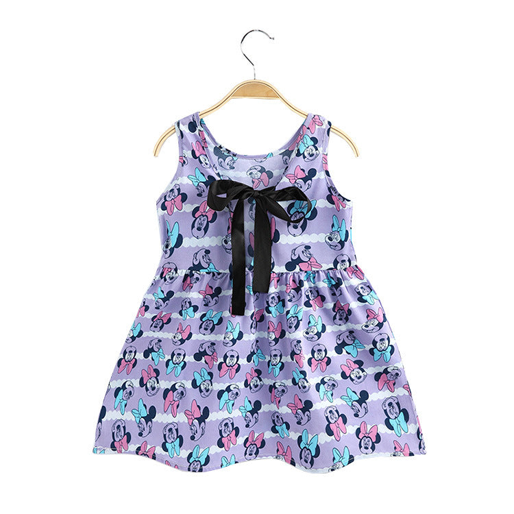 Girls Cotton Sleeveless Cartoon Animal Vest Dress