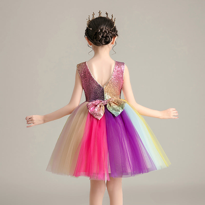 Children's Clothing Dress Female Cute Girl Rainbow Skirt Children's Day Performance Costume