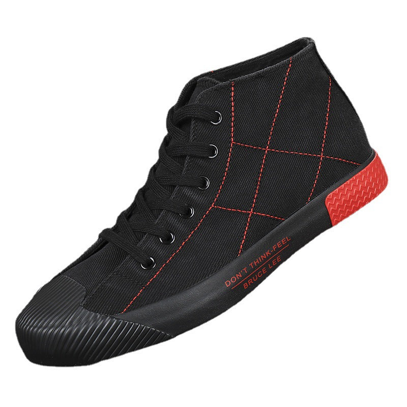 New simple Retro Black red lines Casual "Don't Think feel" Bruce Lee quote Men's Shoes