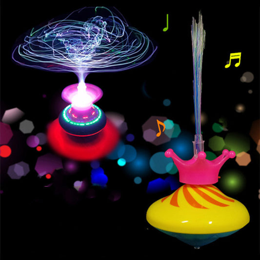 New Style Optical Fiber Electric Flashing Music Gyroscope With Crown, Drift Gyroscope, UFO Luminous Toy, Factory Direct Sales