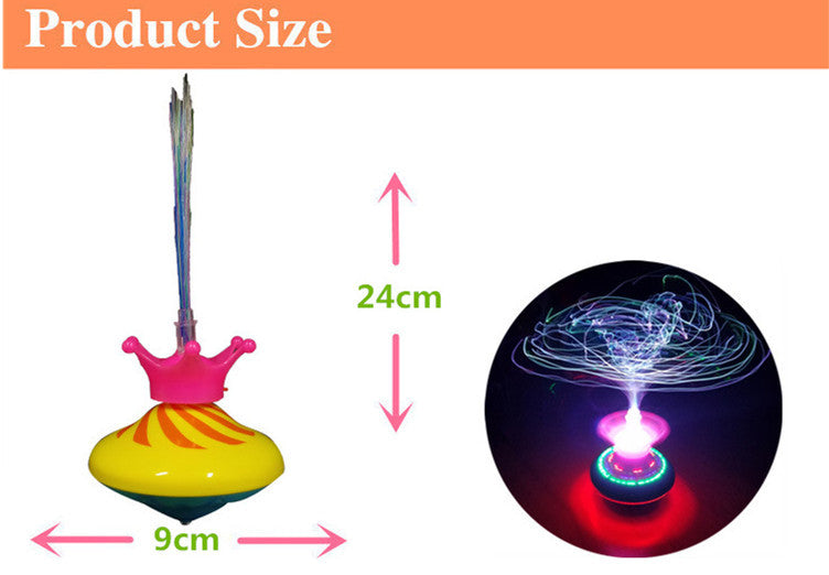 New Style Optical Fiber Electric Flashing Music Gyroscope With Crown, Drift Gyroscope, UFO Luminous Toy, Factory Direct Sales