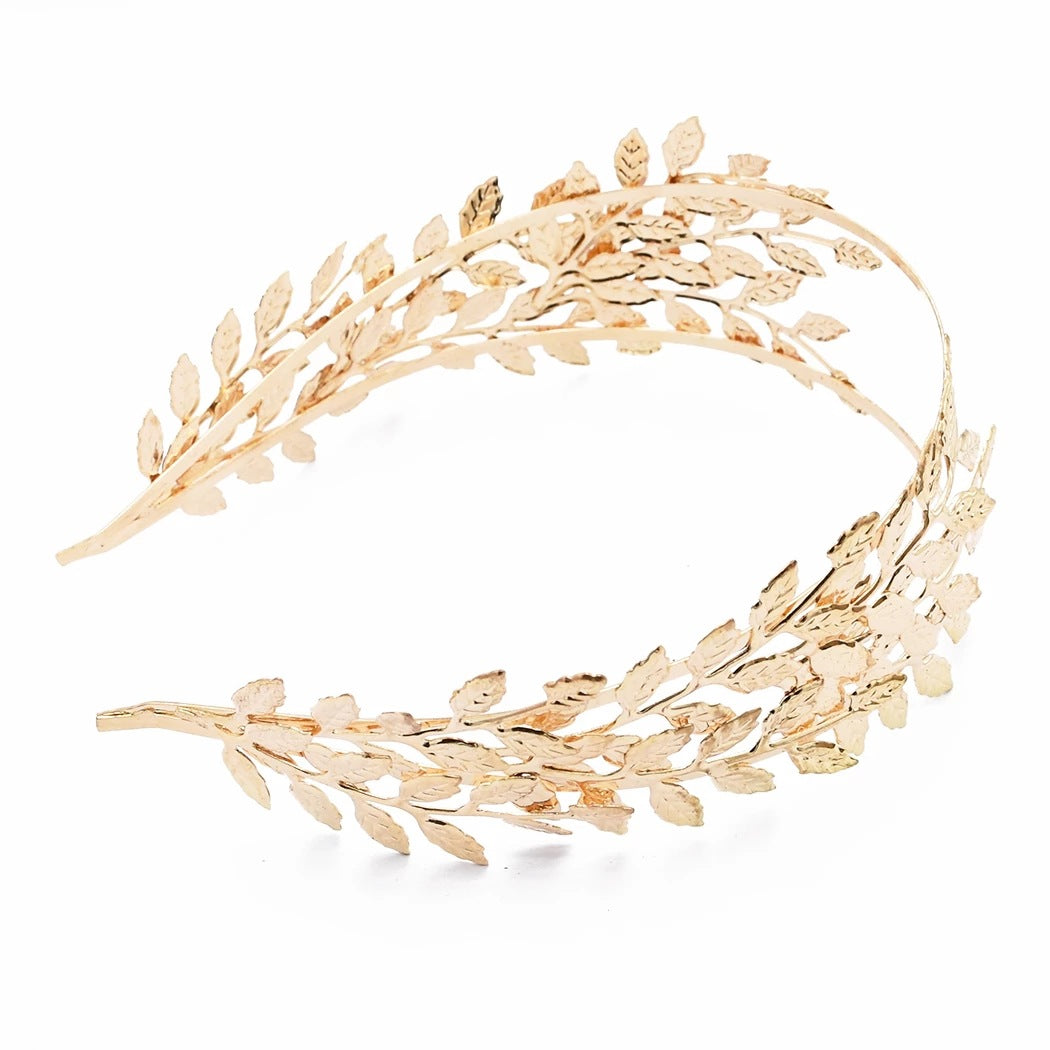 European And American New Product Fashion Leaf Headband Alloy Double Leaf Headdress