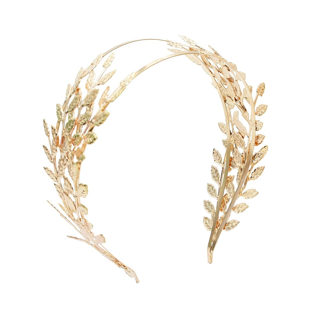 European And American New Product Fashion Leaf Headband Alloy Double Leaf Headdress