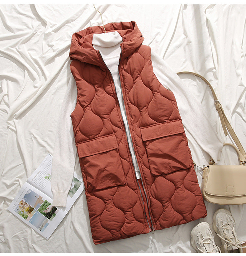 Hooded Plus Size Cotton Vest Womens Sleeveless Vest