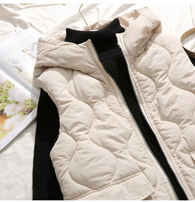 Hooded Plus Size Cotton Vest Womens Sleeveless Vest