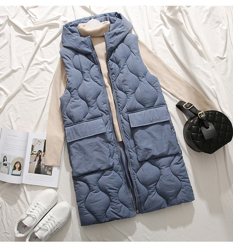 Hooded Plus Size Cotton Vest Womens Sleeveless Vest