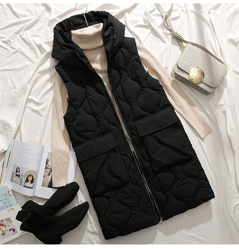 Hooded Plus Size Cotton Vest Womens Sleeveless Vest