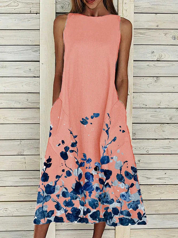 Printed Sleeveless Dress Cool And Loose Plus Size Long Dress