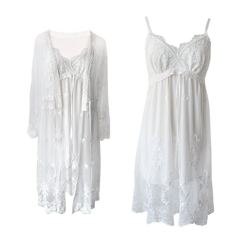 Womens Nightgowns  White Lace 2-Pics Robes