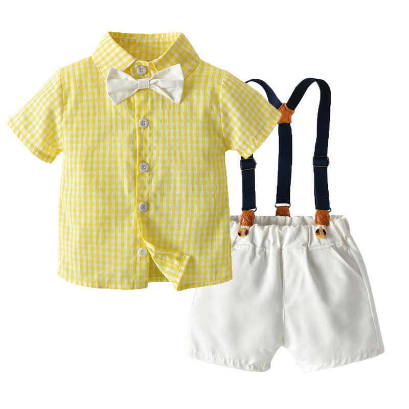 Boys' Short-Sleeved Shirt And Shorts, Girls' Dresses And Sun Hats