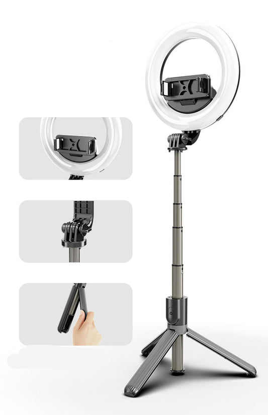 Compatible with Apple, Integrated Headlight, Bluetooth Tripod, Rechargeable Light, Selfie Stick Set, Live Light