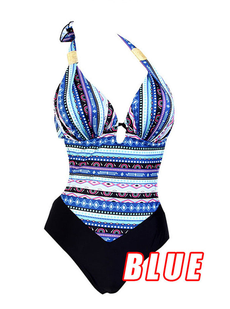 European And American Floral One-piece Swimsuit Celebrity Style Plus Size Fat Bikini