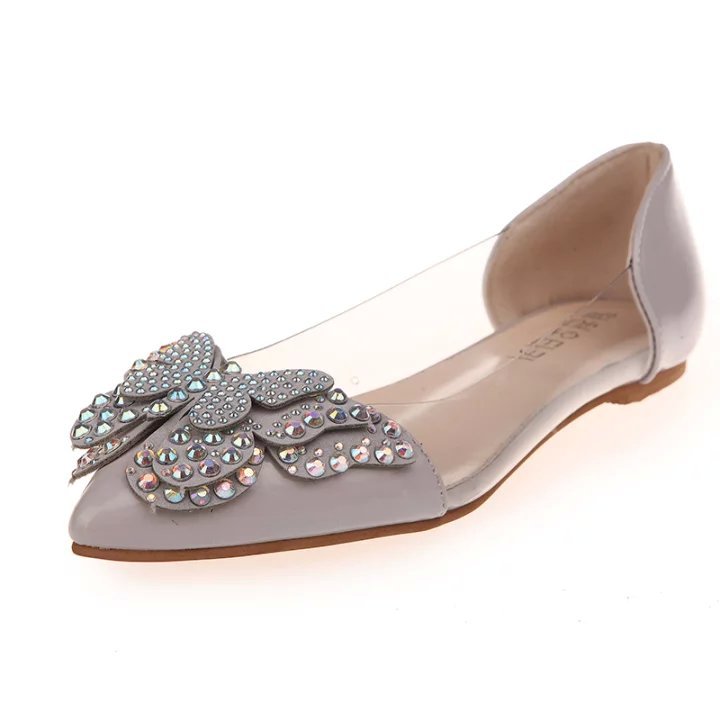 Casual Single Shoes Women Rhinestone Butterfly Decoration - FLIPSTYLEZLLC
