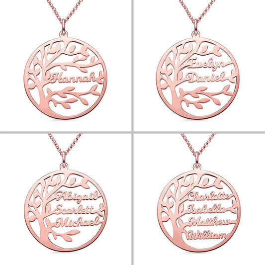 Sterling Silver Necklace Female Name Personalized Tree of Life Pendant Cross-border New Product Accessories