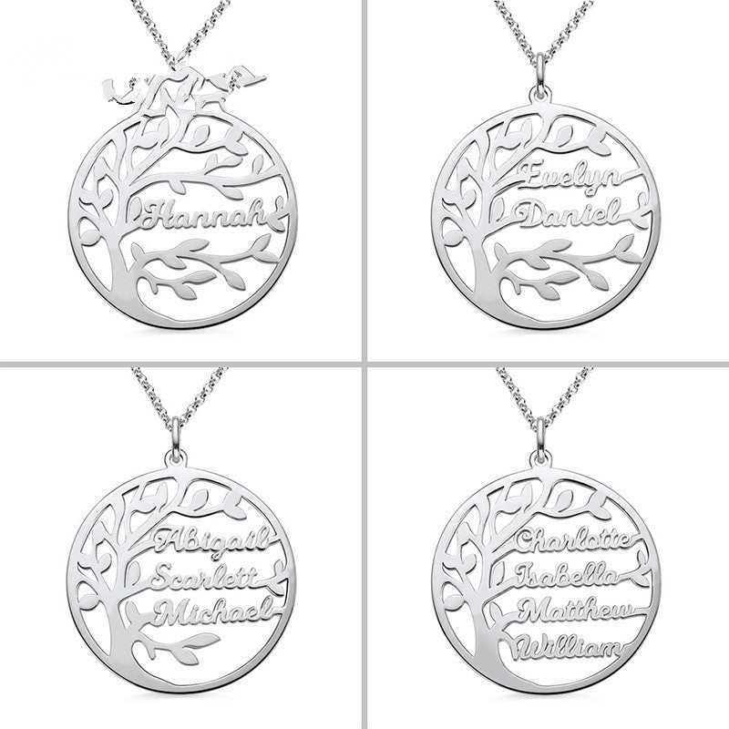 Sterling Silver Necklace Female Name Personalized Tree of Life Pendant Cross-border New Product Accessories
