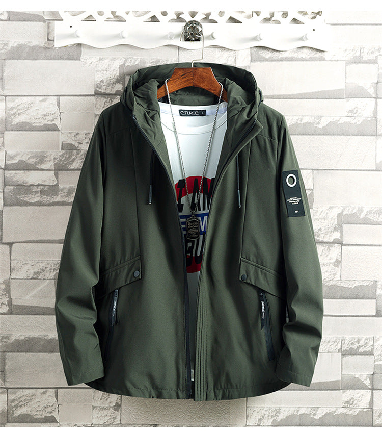 Spring And Autumn Fattening Plus Size Hooded Windbreaker