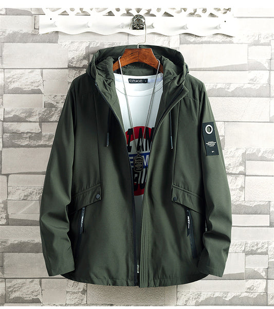 Spring And Autumn Fattening Plus Size Hooded Windbreaker