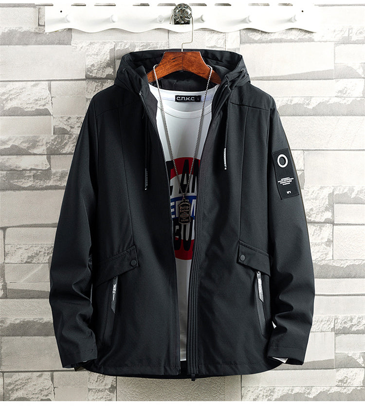 Spring And Autumn Fattening Plus Size Hooded Windbreaker