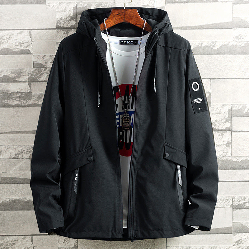 Spring And Autumn Fattening Plus Size Hooded Windbreaker