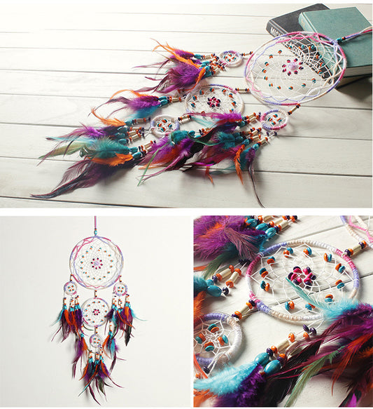 Indoor Colorful Feather Cream Catcher Ornaments