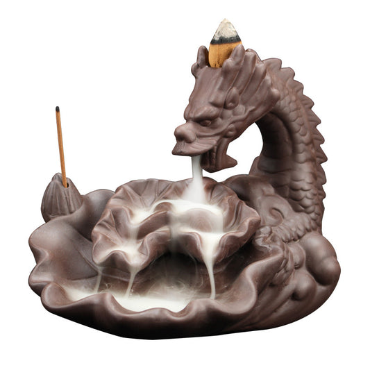 Purple Sand Dragon Backflow Smoke Incense Burner Tower Incense Sandalwood Incense Burner Aromatherapy Burner Home Office Decoration