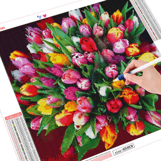 Huacan Full Square Round Diamond Painting 5D Tulip Diy Diamond Embroidery Mosaic Flower Craft Home Decor