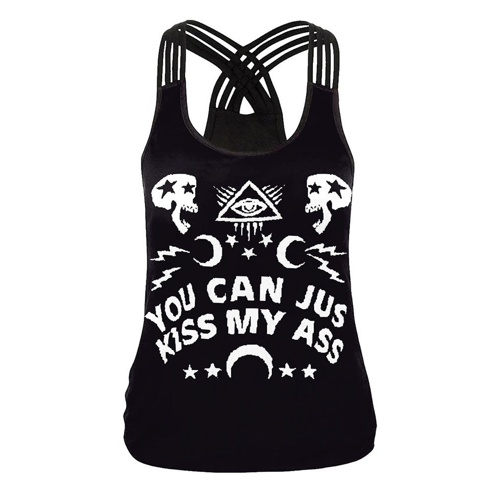 Mandala Printed Cross - Back Vest For Ladies