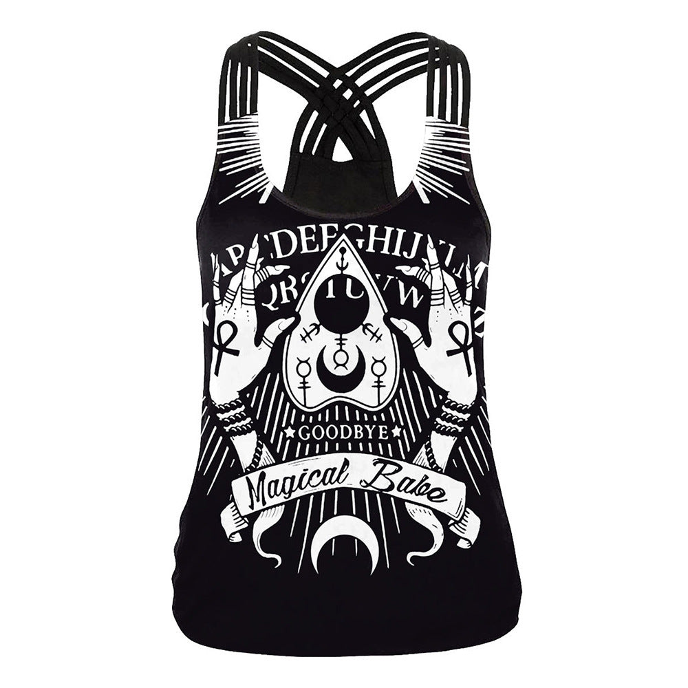 Mandala Printed Cross - Back Vest For Ladies
