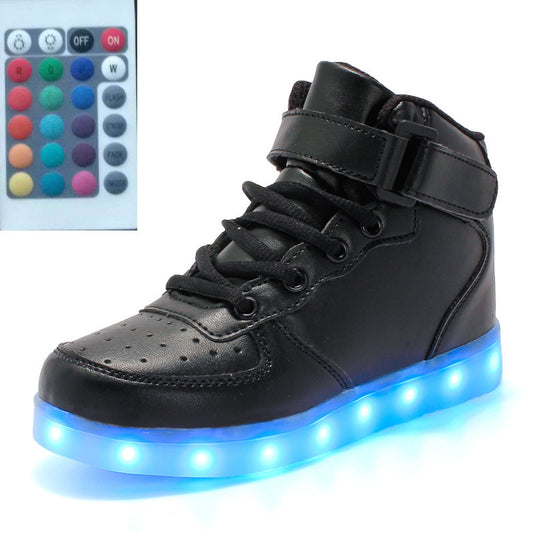 High-top LED Luminous Shoes Remote Control Light Shoes Square Ghost Dance Light Shoes Luminous Running Shoes Men And Women Shoes - FLIPSTYLEZLLC