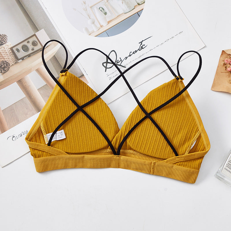 Threaded Hollow Beauty Back Cross Strap Tube Top