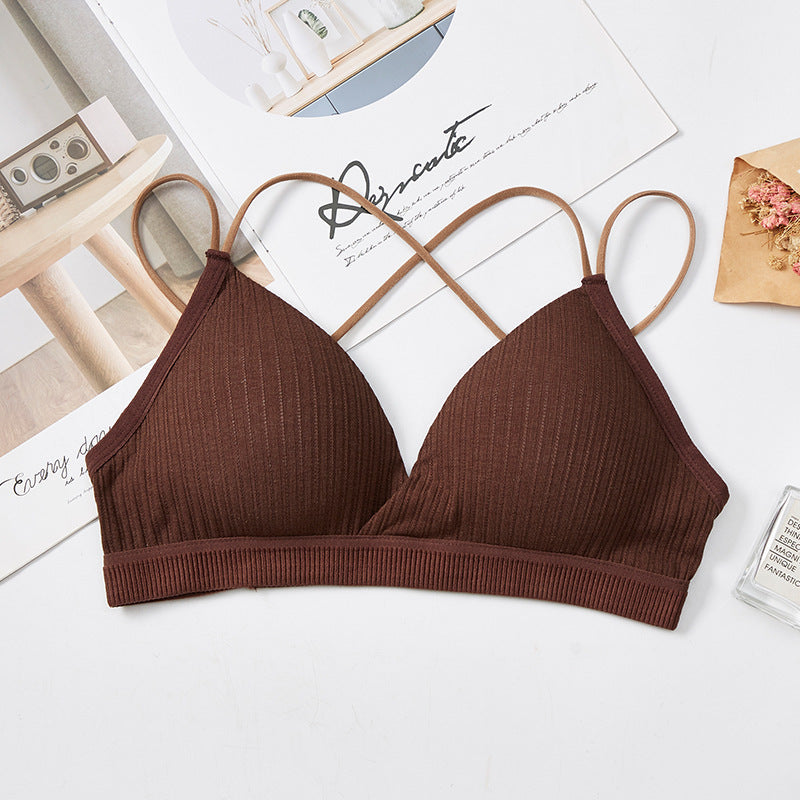 Threaded Hollow Beauty Back Cross Strap Tube Top