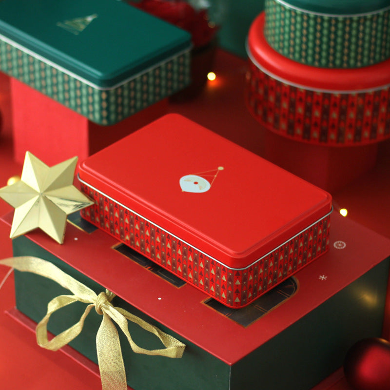 Christmas Series Simple Fashion Rectangular Candy Tinplate Box Wedding Gift Candy Box With Hand Gift