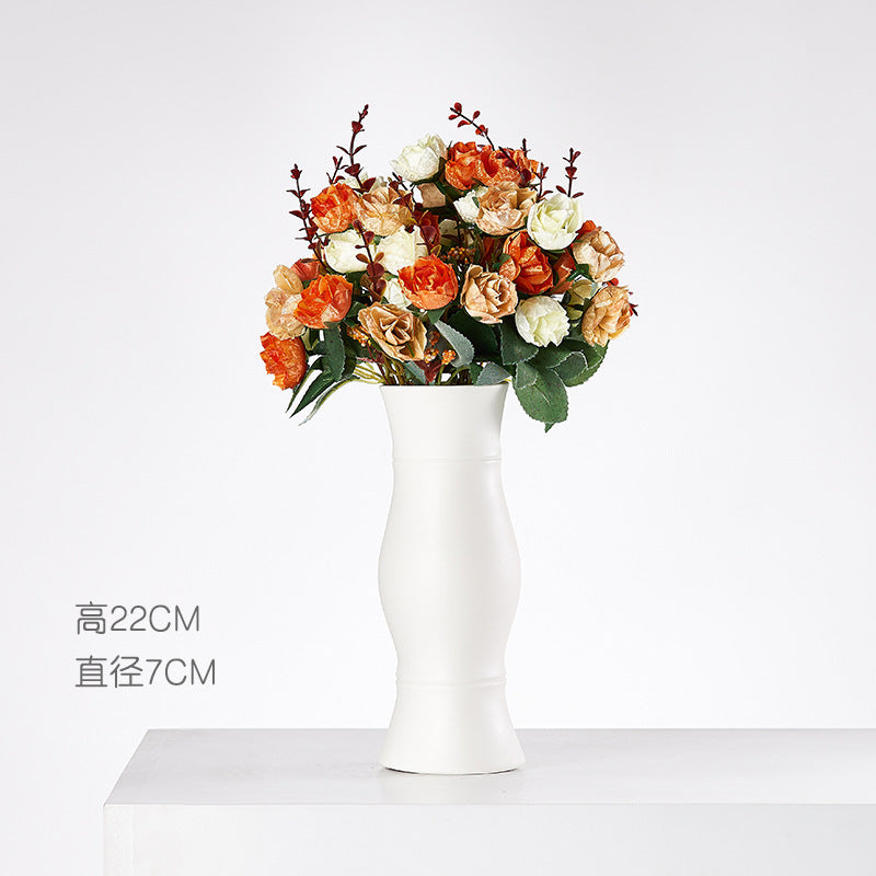 Wind Ceramic Dried Flower Vase Small Flower Flower Arrangement White Desktop Living Room Home Decoration Ornaments
