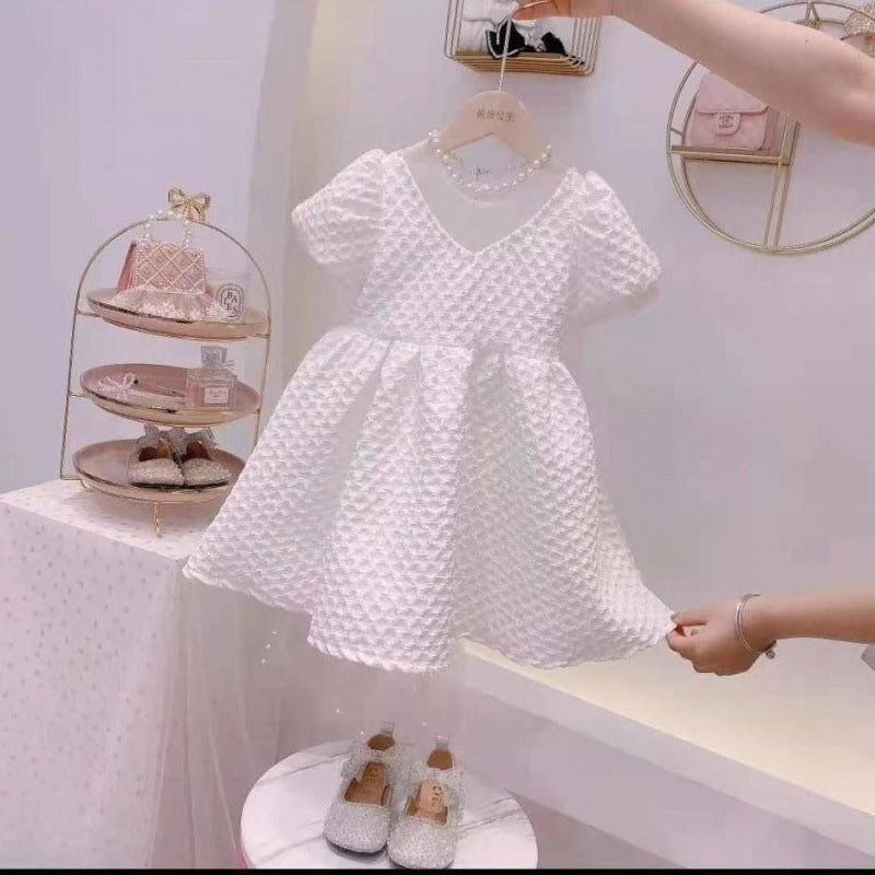 Summer Girl Dress Korean Version Of The New Children'S Princess Dress Western-Style Birthday Dress Short-Sleeved Skirt