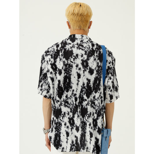 Products Trendy Korean Ins Loose And Handsome Retro Pattern Drape Shirt Men