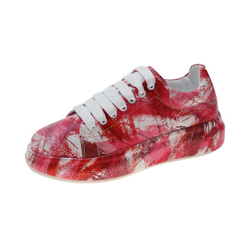 Painted Graffiti White Shoes Women Casual Fashion Platform Casual Shoes - FLIPSTYLEZLLC