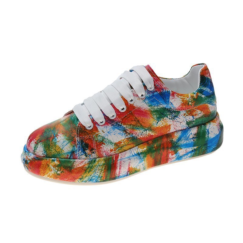 Painted Graffiti White Shoes Women Casual Fashion Platform Casual Shoes - FLIPSTYLEZLLC