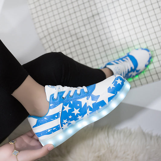 New black five Star 7 Color Light Luminous LED white Shoes FOR KIDS