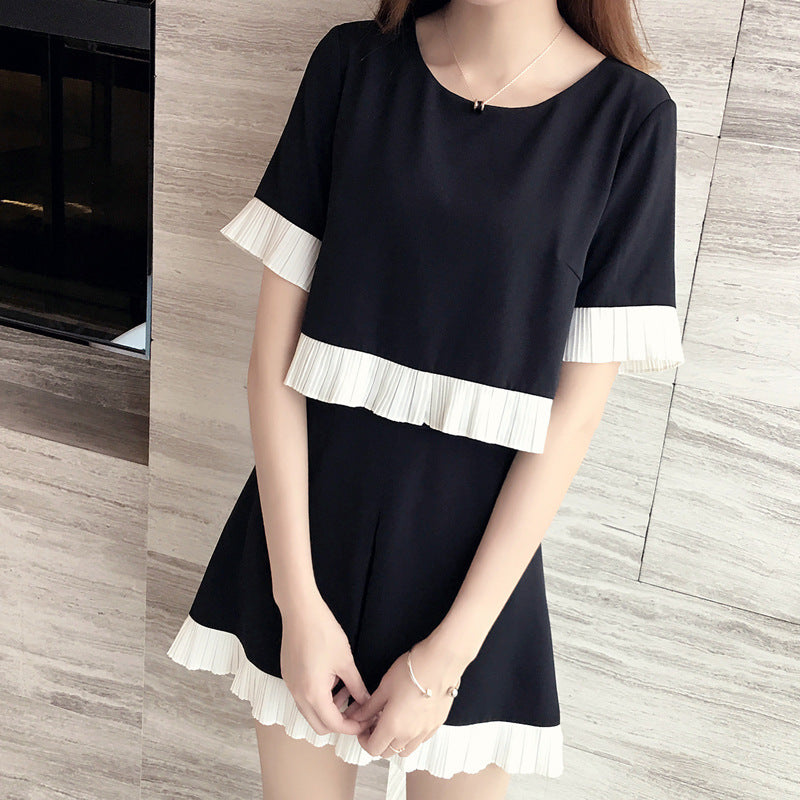 New Women's Summer Plus Size Loose Wide-leg Shorts Two-piece Suit