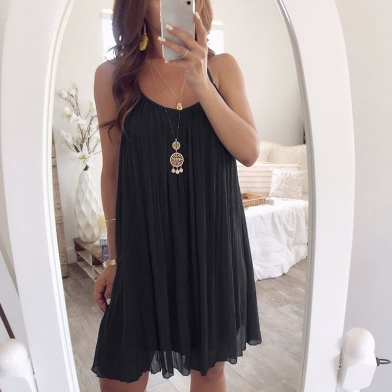 Womens Plus Size Chiffon Vest Mini Dress