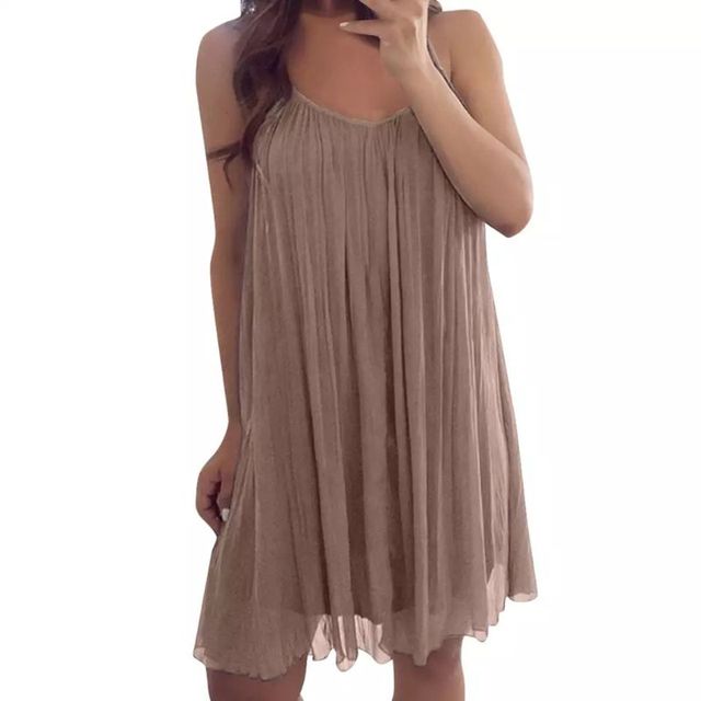 Womens Plus Size Chiffon Vest Mini Dress