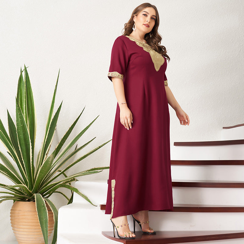 Women's Plus Size Retro Lace Patchwork Dress