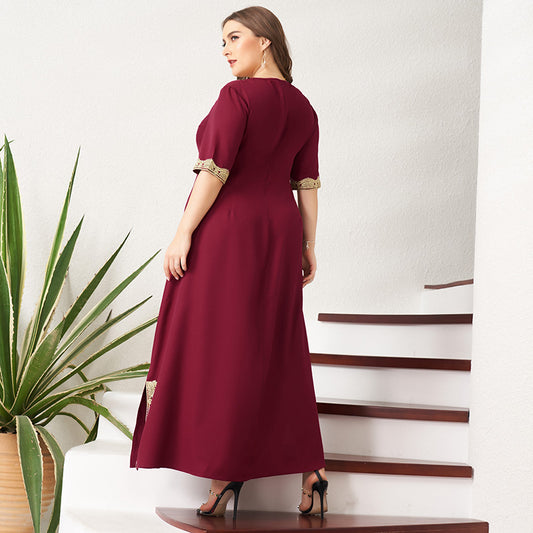 Women's Plus Size Retro Lace Patchwork Dress