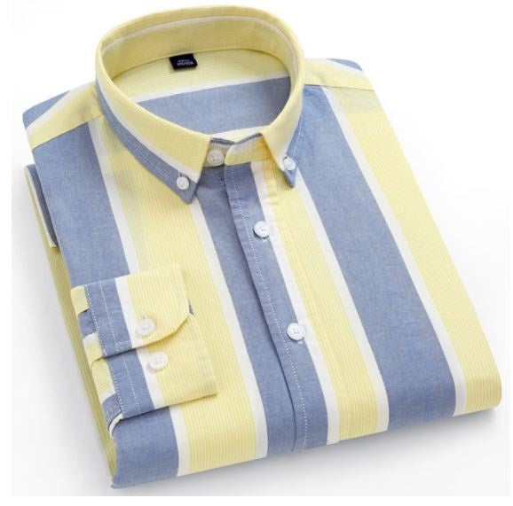 Men'S Plus Size Cotton Oxford Plaid Shirt