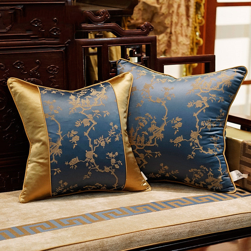 Pillow Gold and Navy Blue for Sofa Living Room Classical Pillow Slip Cover