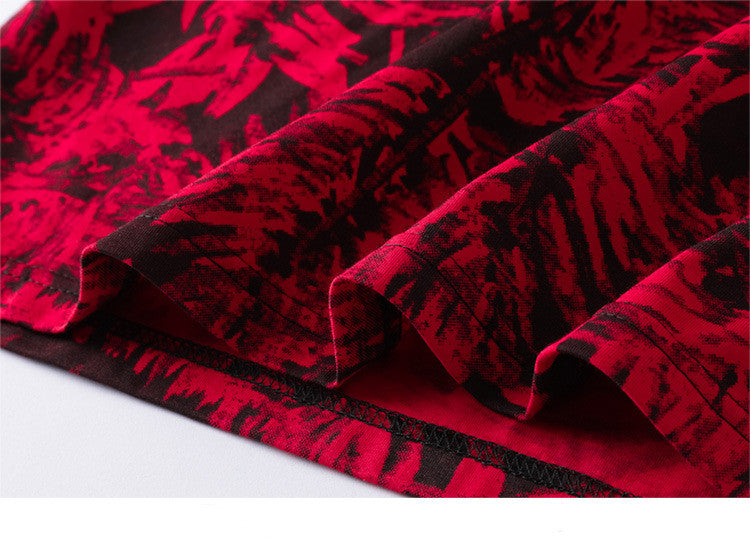 NEW LARGE plus size red CREATIVE ALL OVER PRINT DESIGN T-shirt FOR MEN